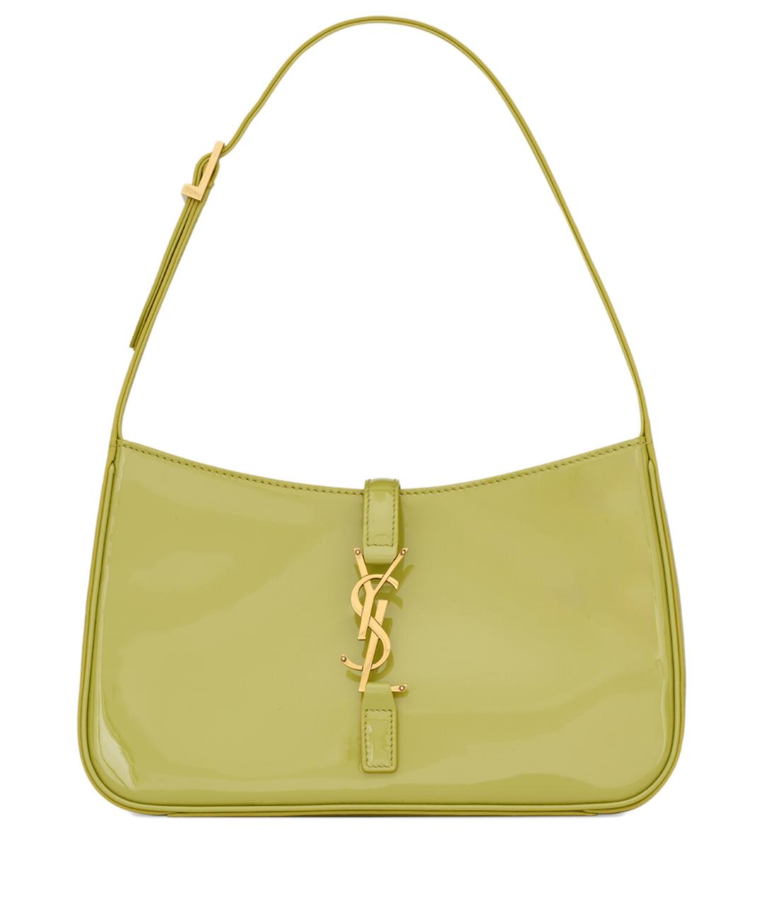 SAINT LAURENT Зеленая сумка через плечо из лакированной кожи, фото 1
