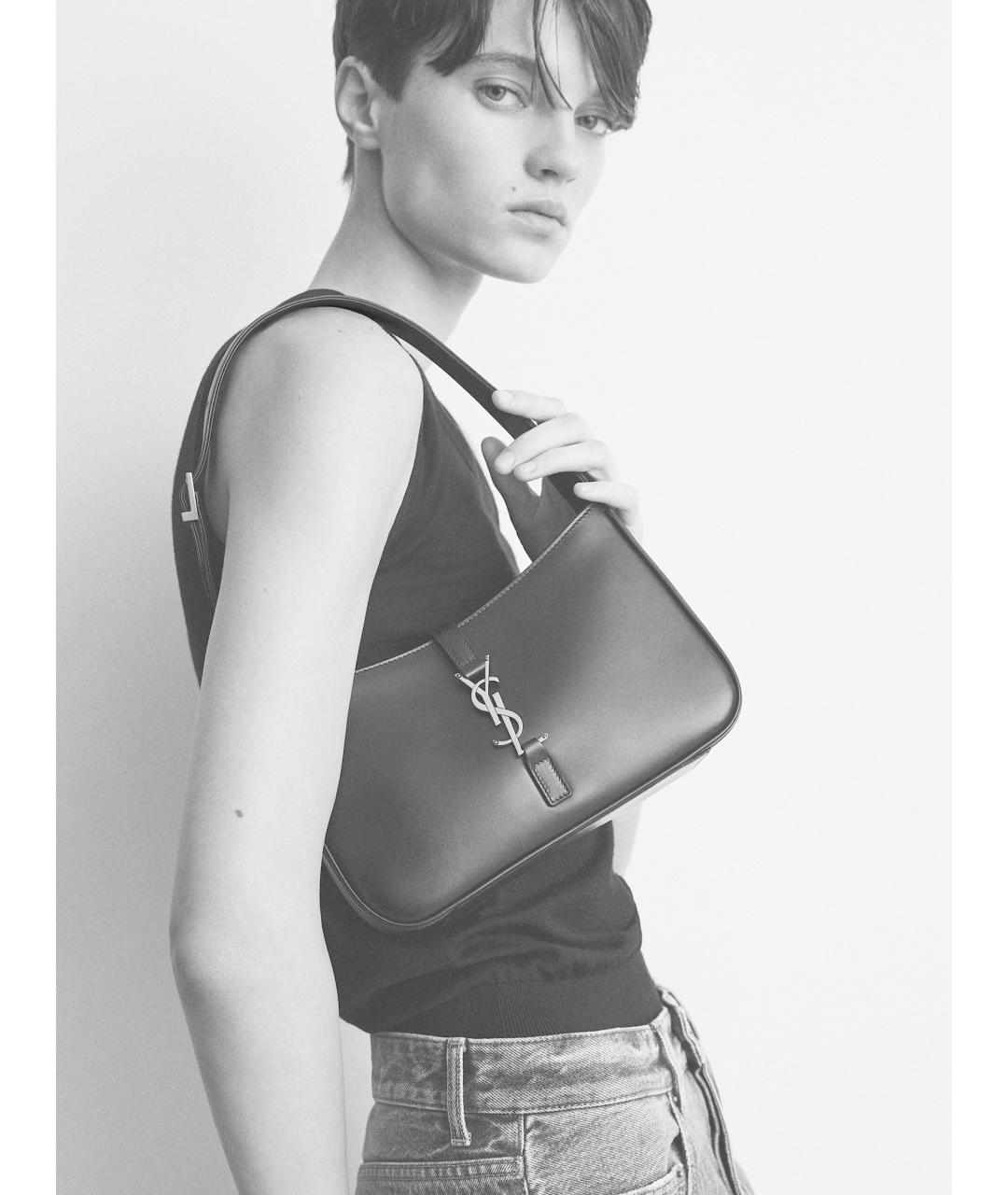 SAINT LAURENT Зеленая сумка через плечо из лакированной кожи, фото 5