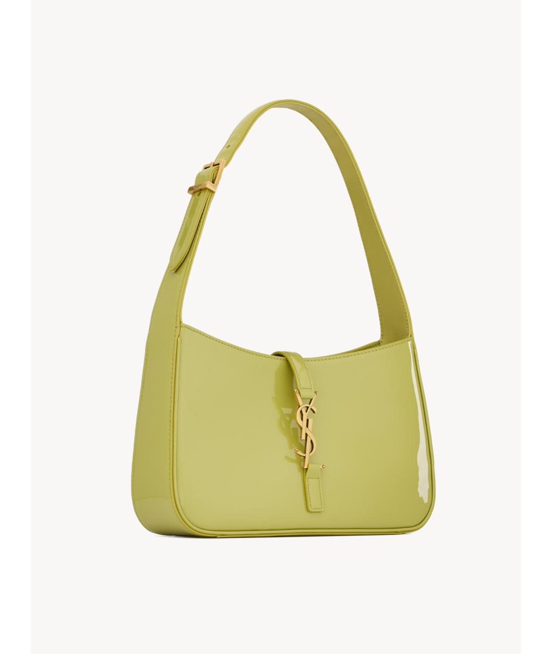 SAINT LAURENT Зеленая сумка через плечо из лакированной кожи, фото 4