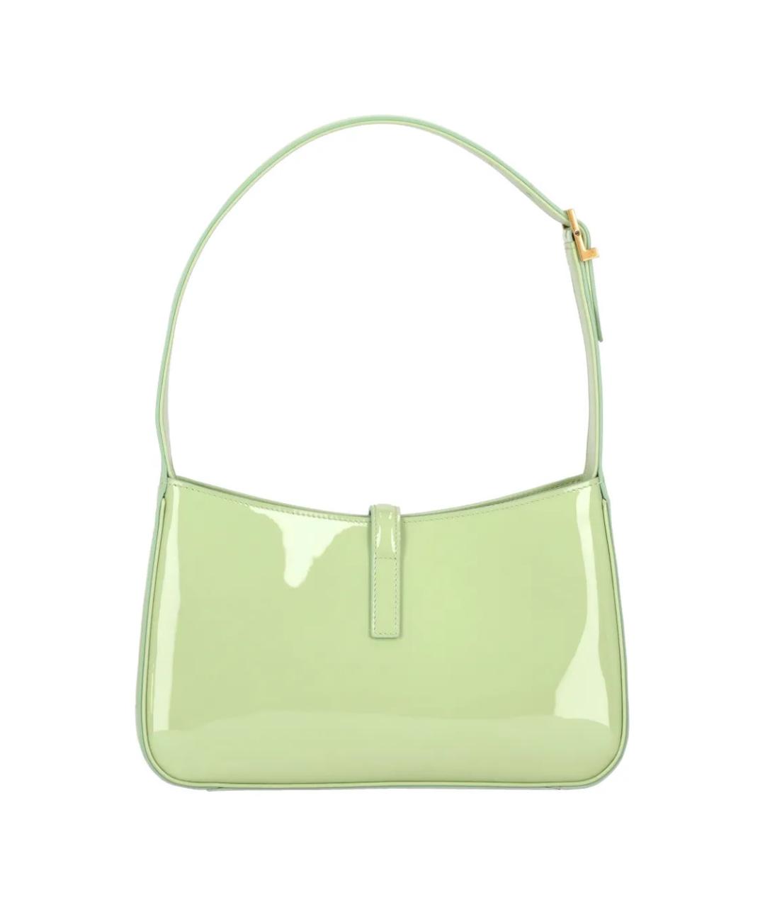 SAINT LAURENT Зеленая сумка через плечо из лакированной кожи, фото 2