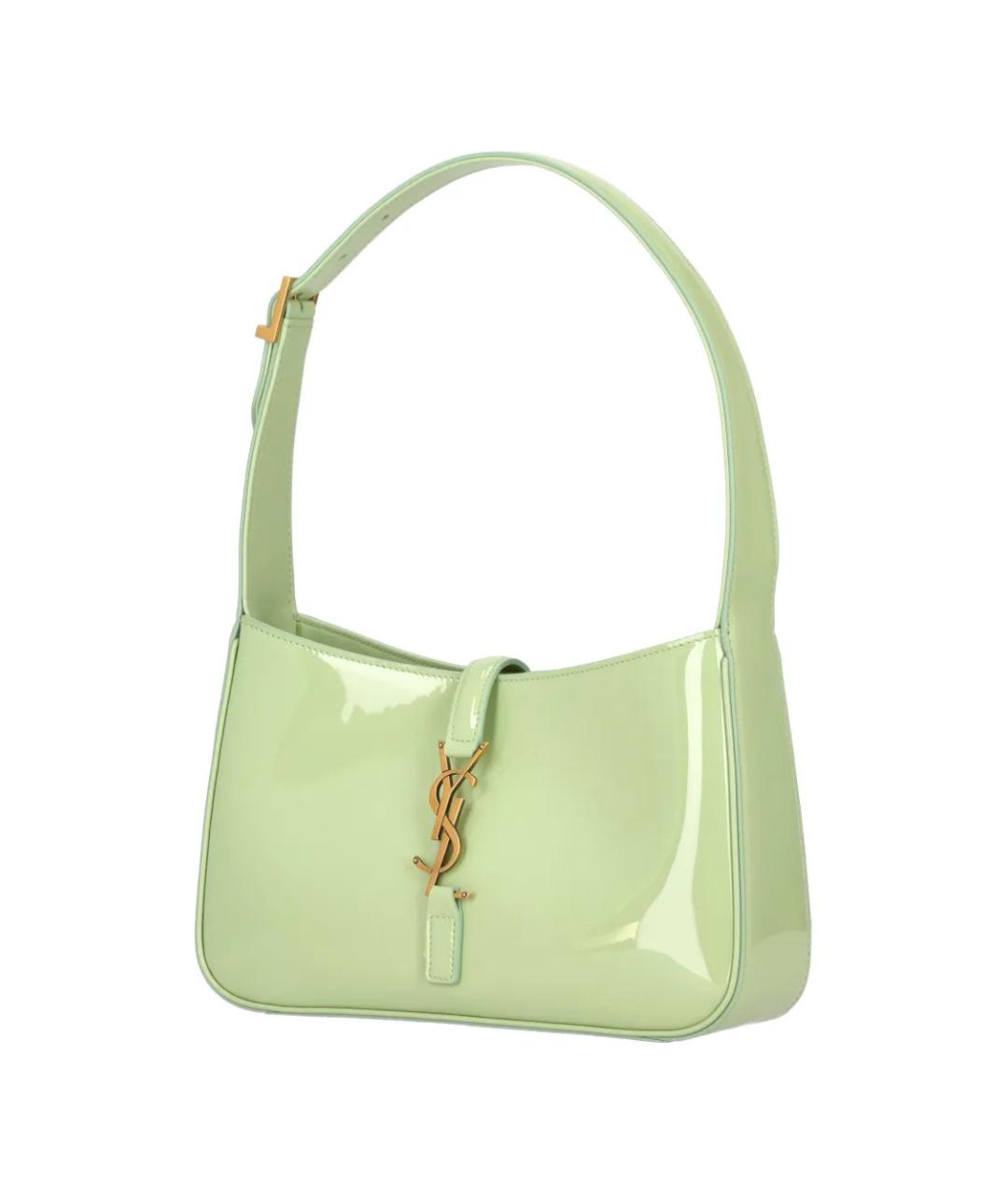 SAINT LAURENT Зеленая сумка через плечо из лакированной кожи, фото 4