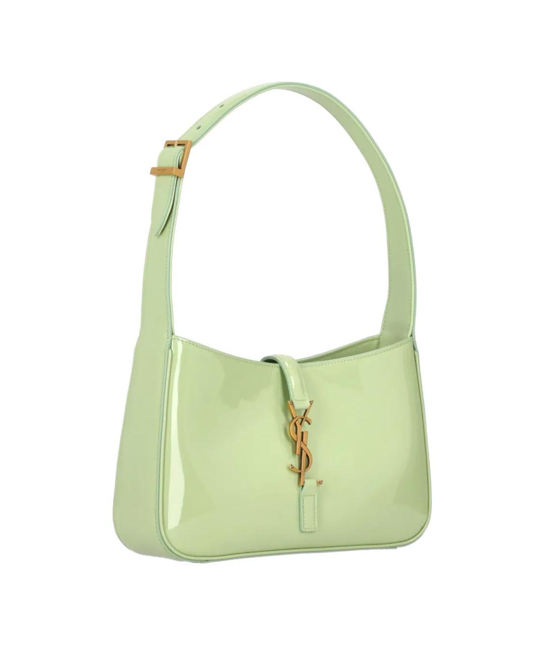 SAINT LAURENT Зеленая сумка через плечо из лакированной кожи, фото 3