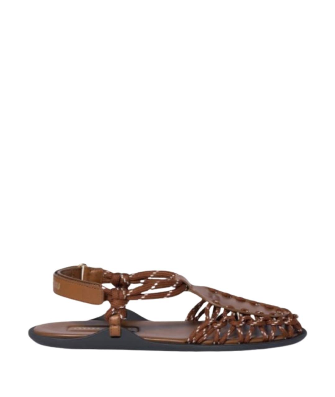 MIU MIU Коричневые кожаные сандалии, фото 1