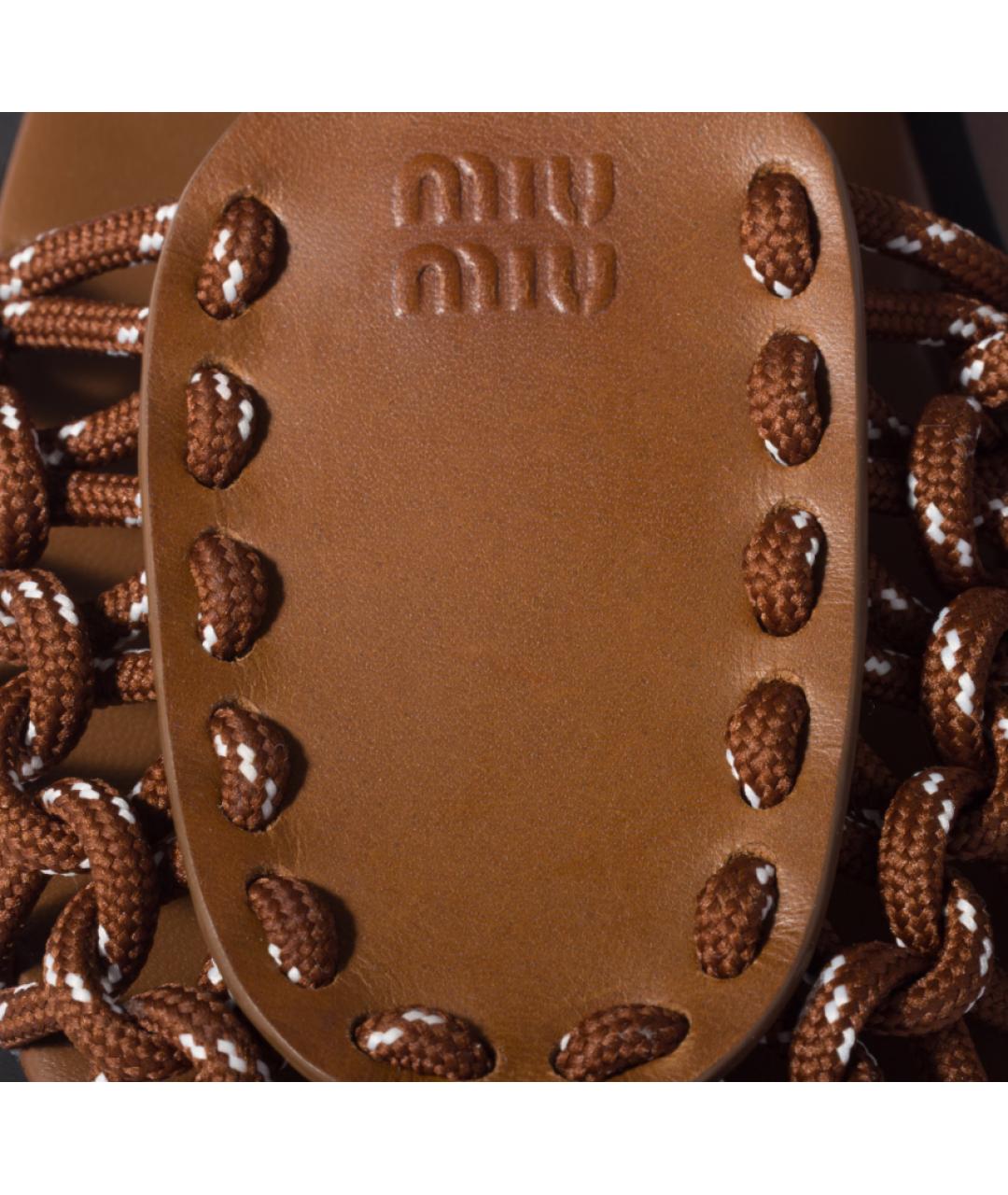 MIU MIU Коричневые кожаные сандалии, фото 4
