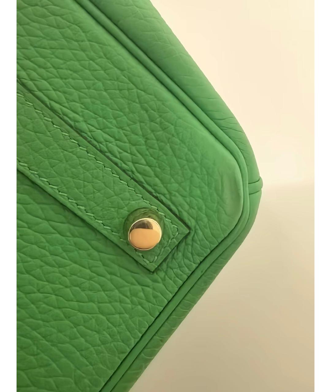 HERMES Зеленая кожаная сумка с короткими ручками, фото 6