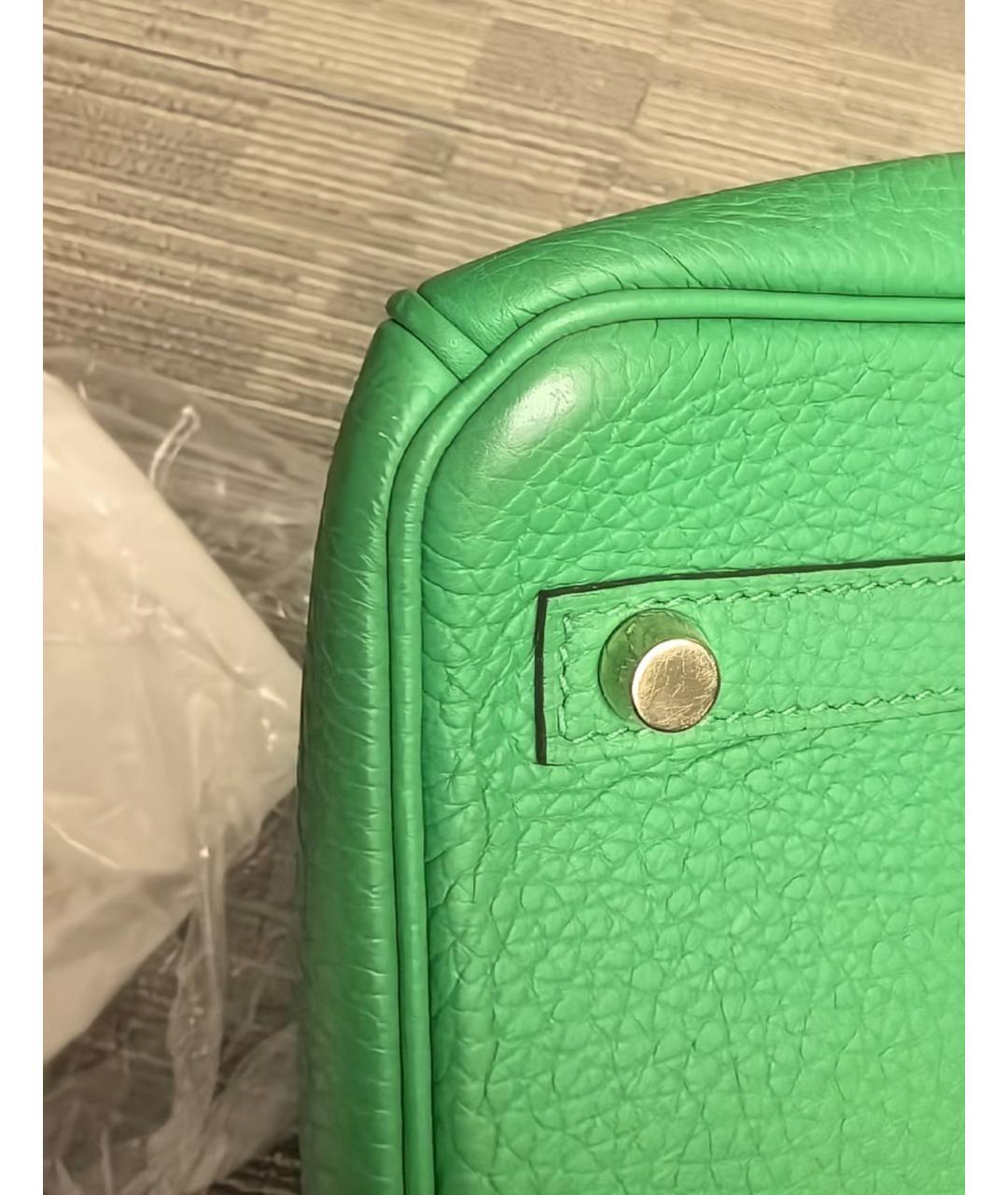 HERMES Зеленая кожаная сумка с короткими ручками, фото 9