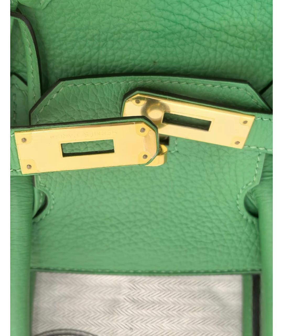 HERMES Зеленая кожаная сумка с короткими ручками, фото 5