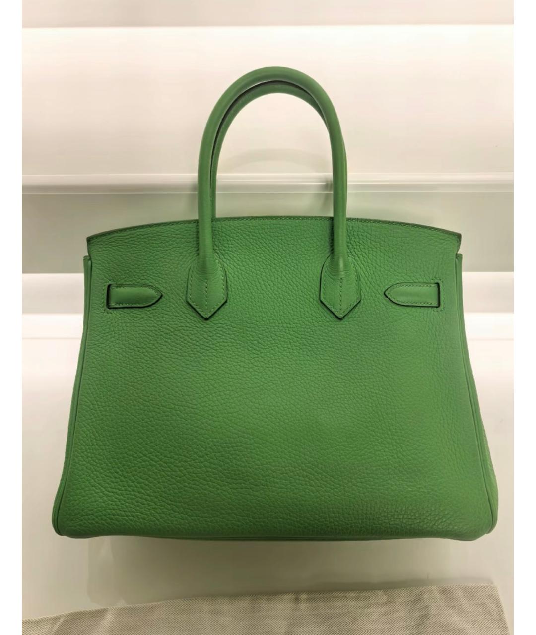 HERMES Зеленая кожаная сумка с короткими ручками, фото 2