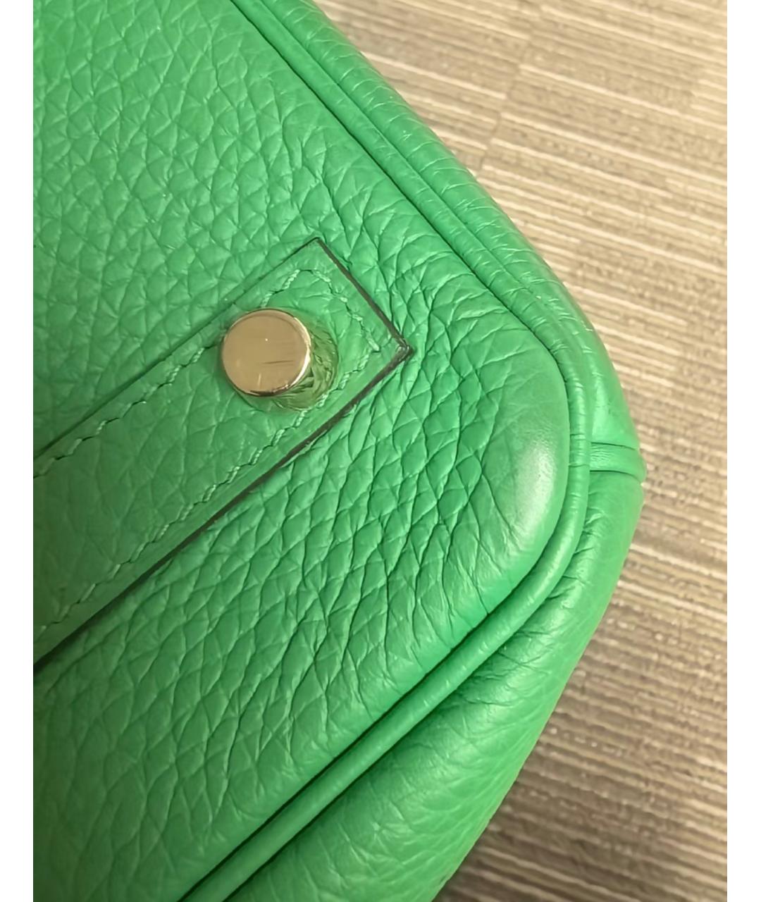 HERMES Зеленая кожаная сумка с короткими ручками, фото 7