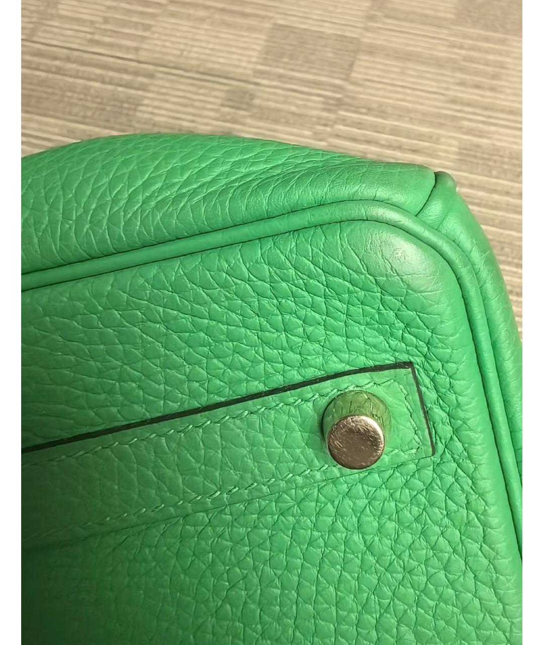 HERMES Зеленая кожаная сумка с короткими ручками, фото 8