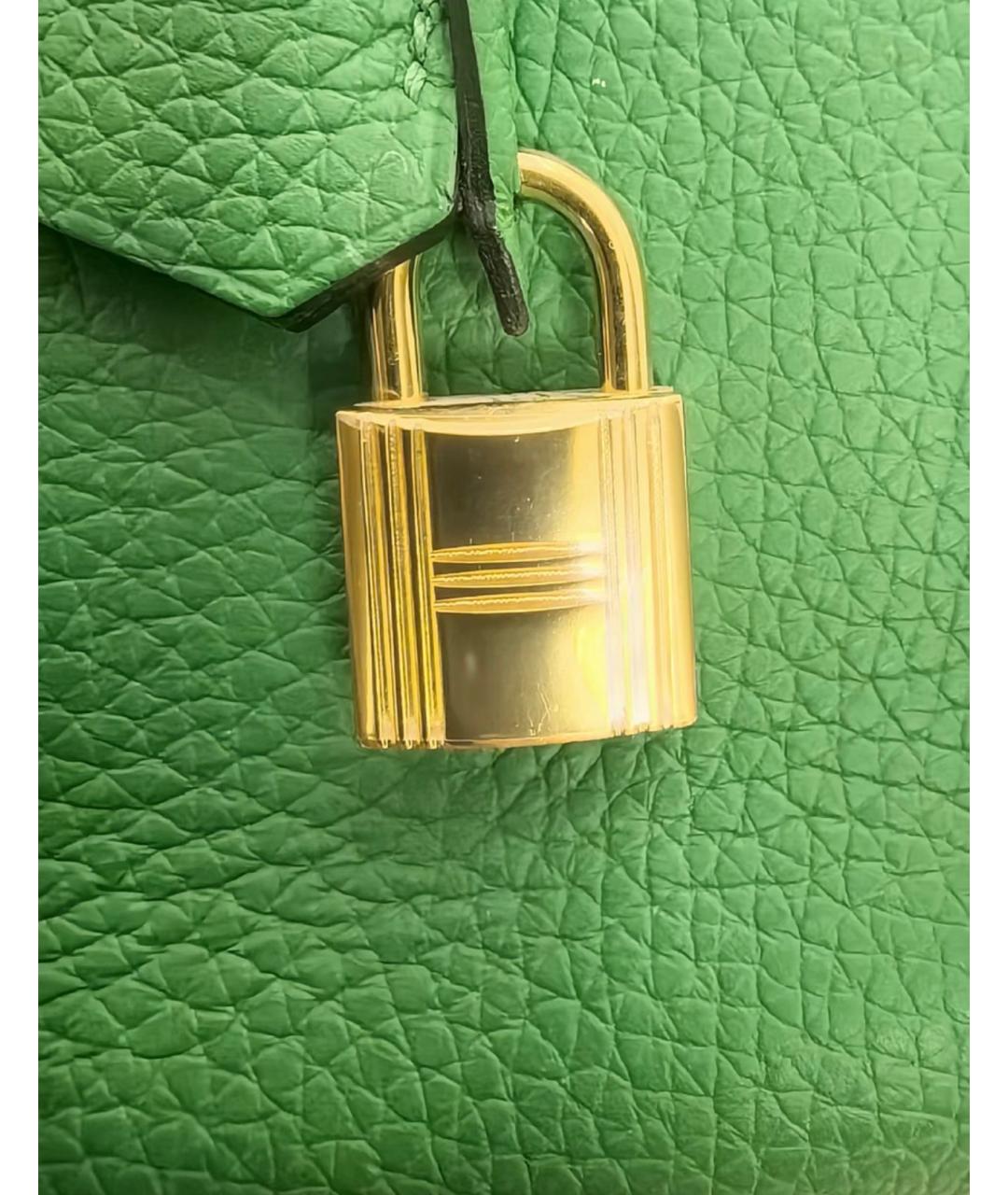 HERMES Зеленая кожаная сумка с короткими ручками, фото 4