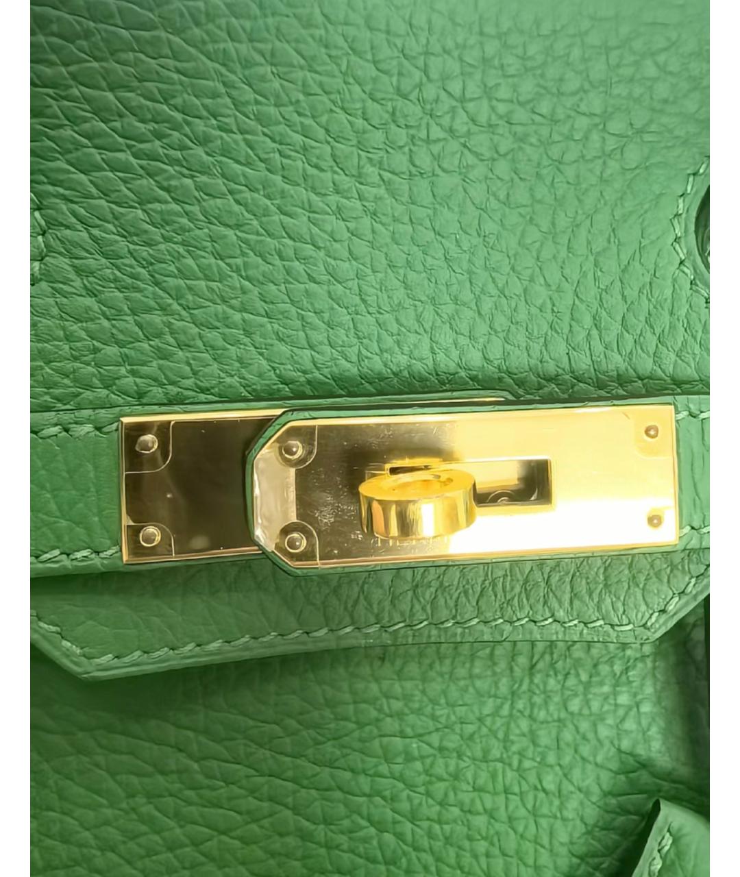 HERMES Зеленая кожаная сумка с короткими ручками, фото 3