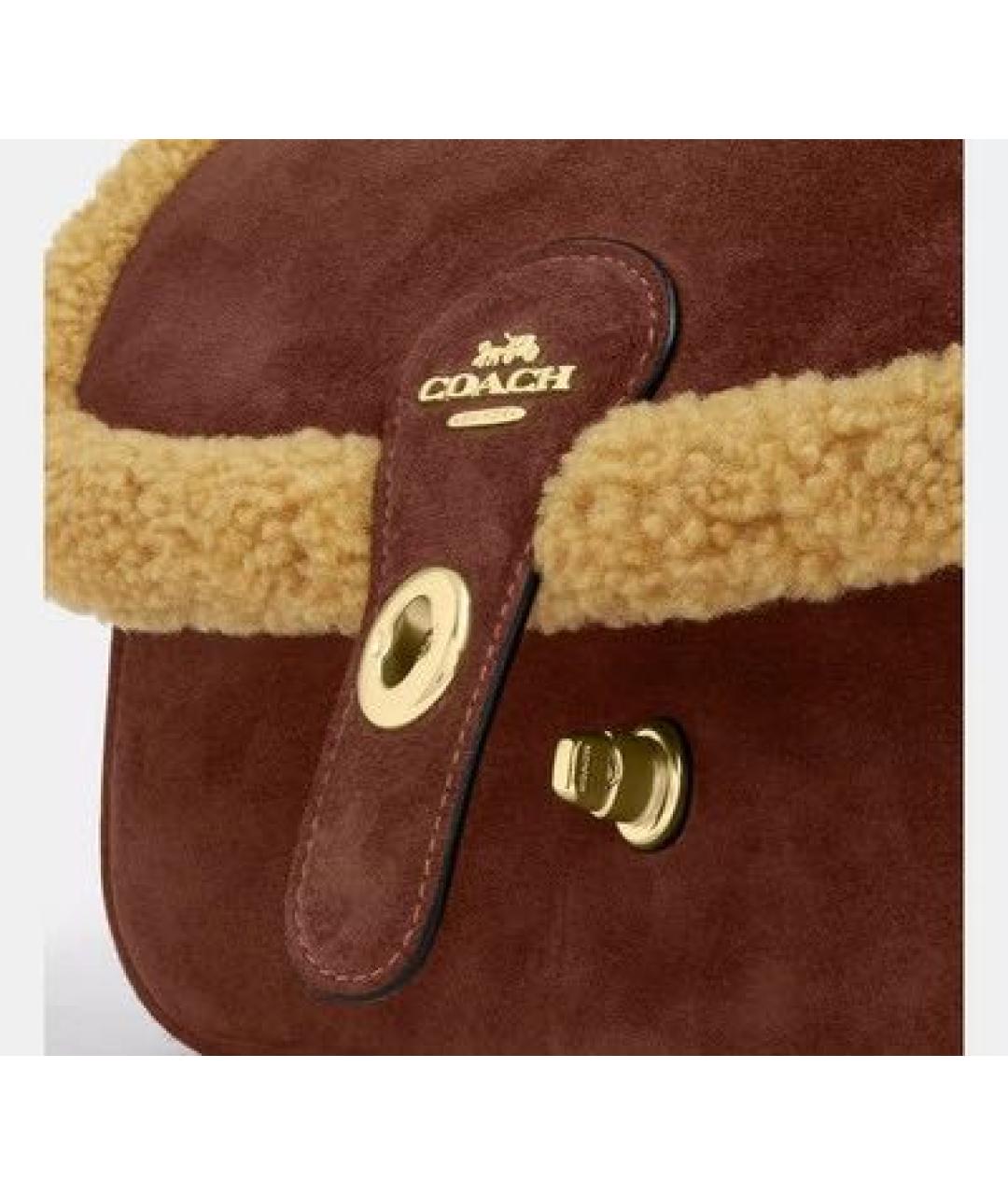 COACH Коричневая замшевая сумка с короткими ручками, фото 6