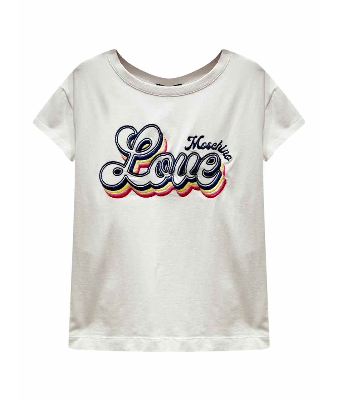 LOVE MOSCHINO Белая хлопковая футболка, фото 1