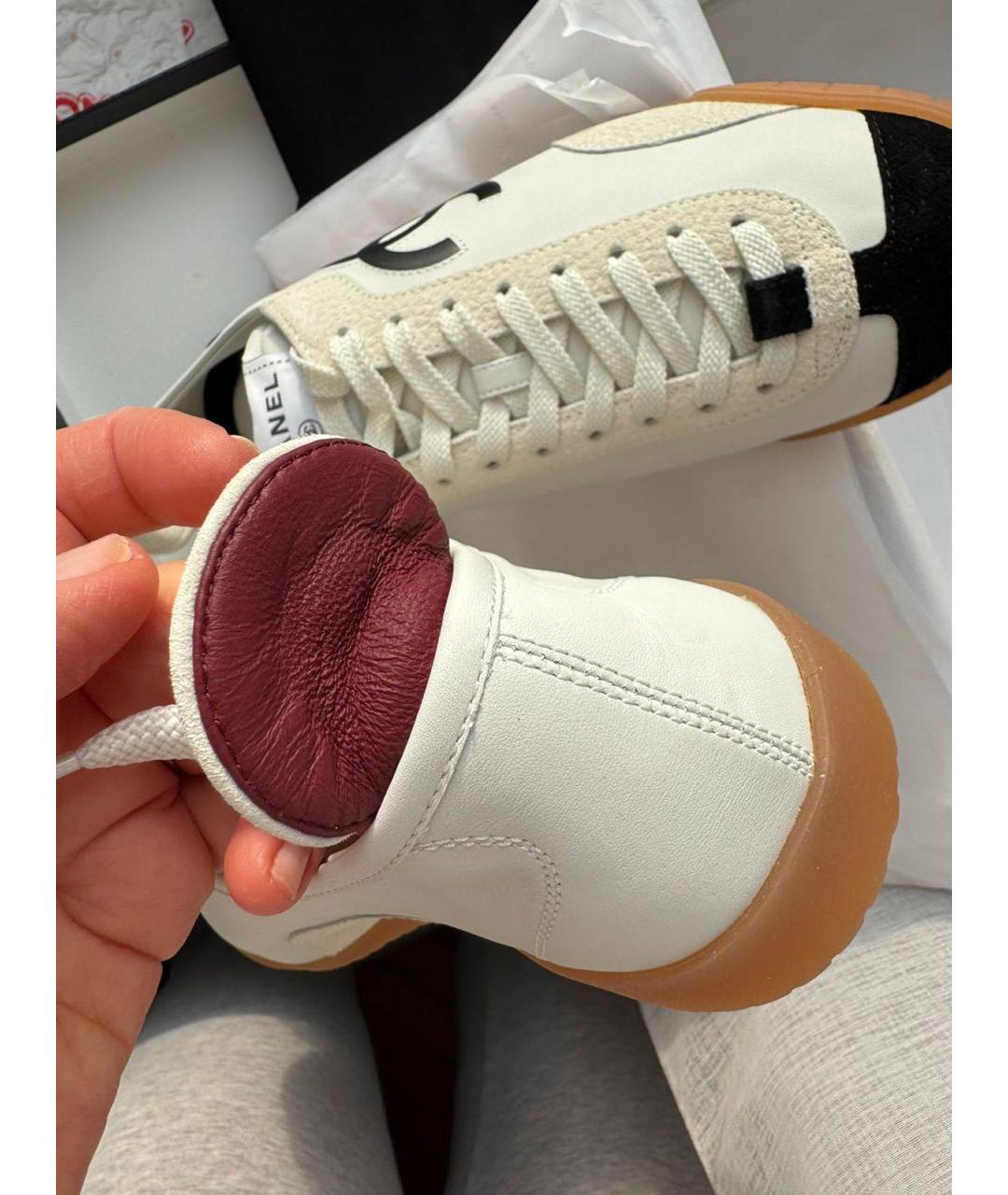 CHANEL Белые кожаные кеды, фото 7