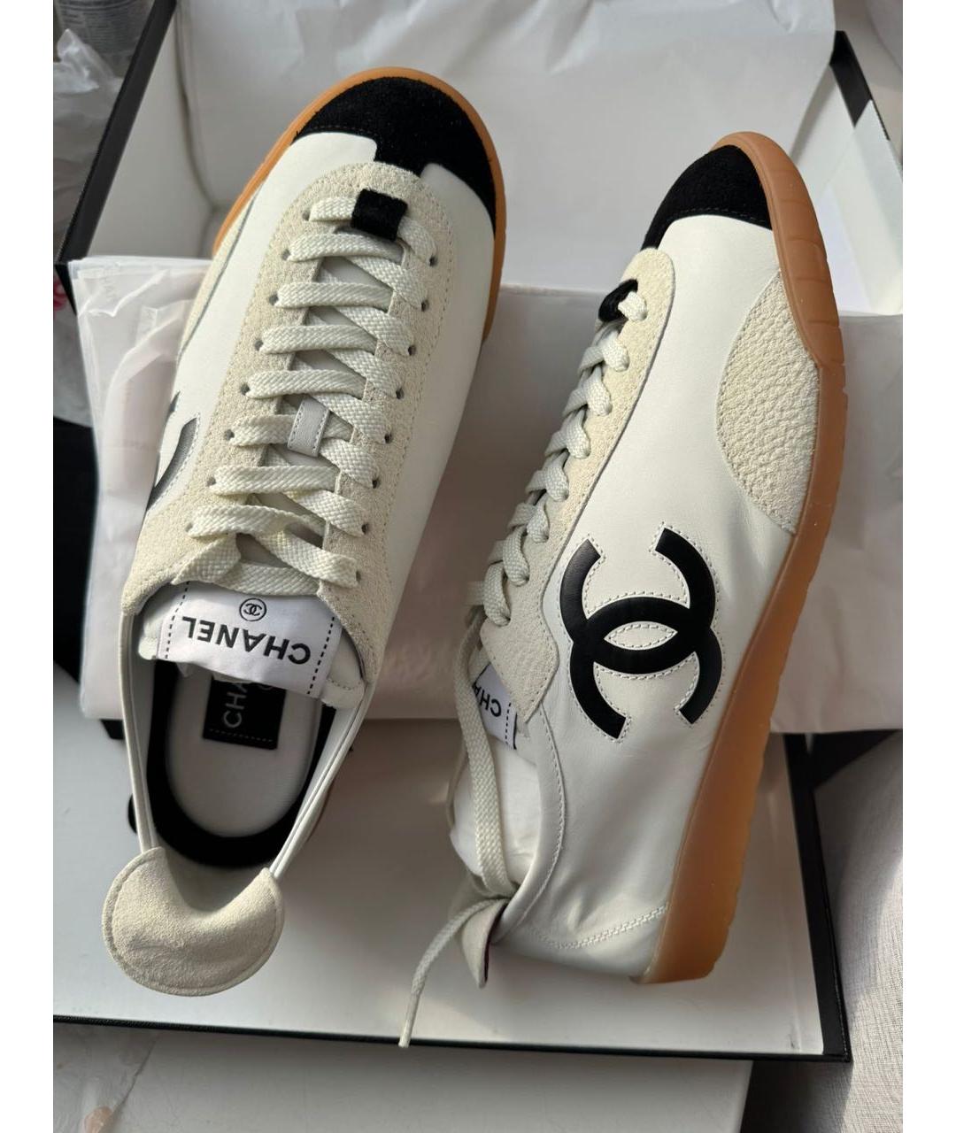 CHANEL Белые кожаные кеды, фото 8