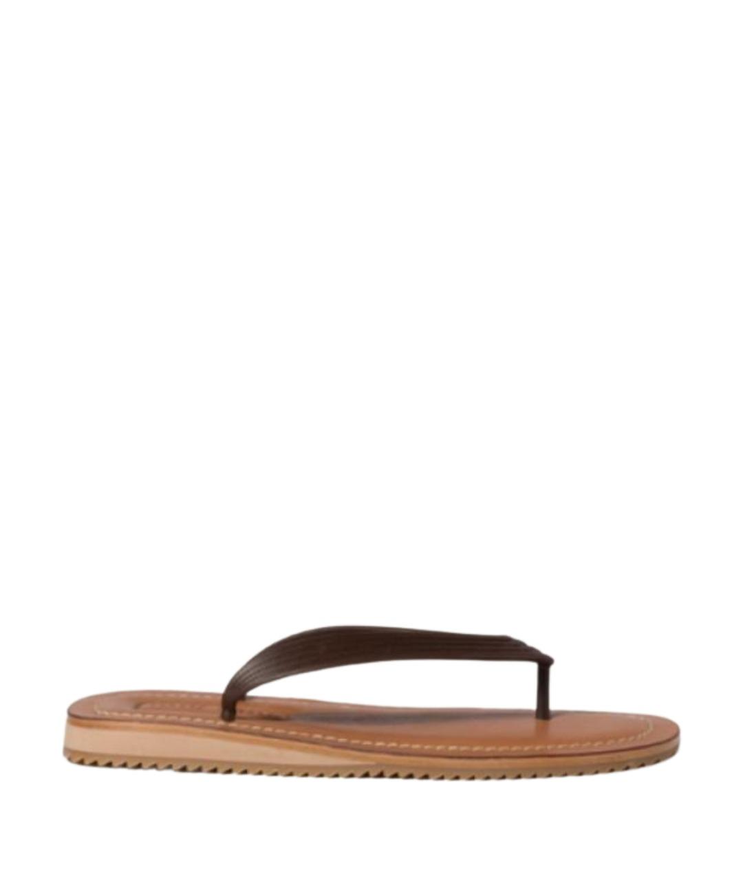 MIU MIU Коричневые резиновые шлепанцы, фото 1