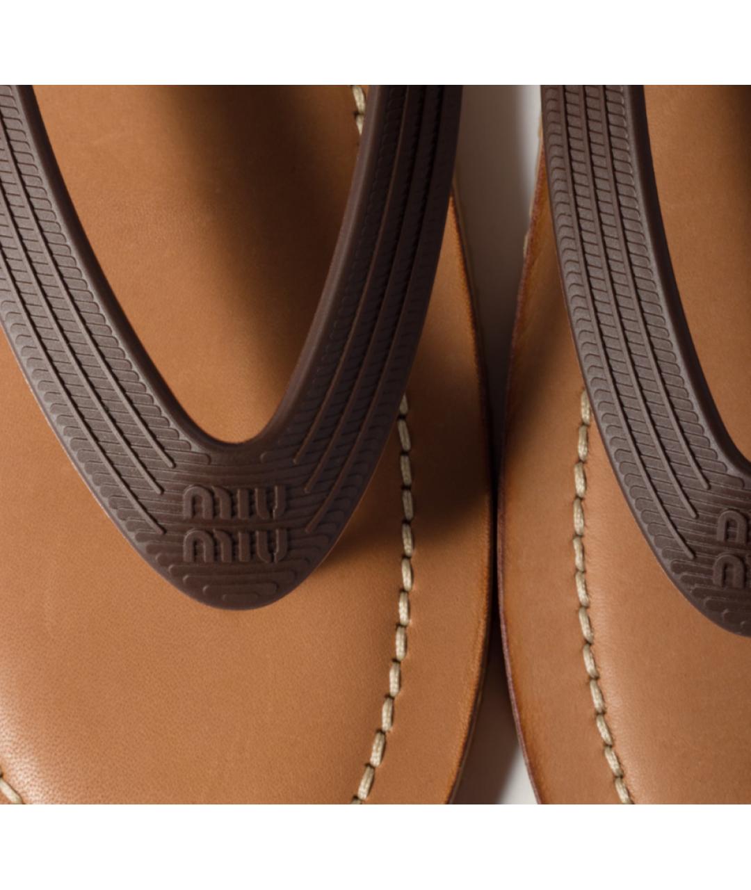 MIU MIU Коричневые резиновые шлепанцы, фото 4