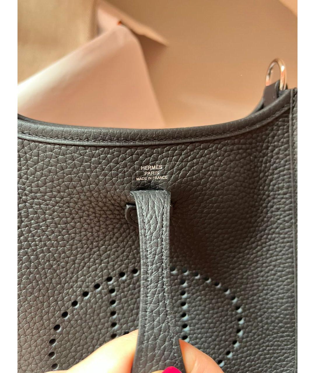 HERMES Черная кожаная сумка через плечо, фото 4