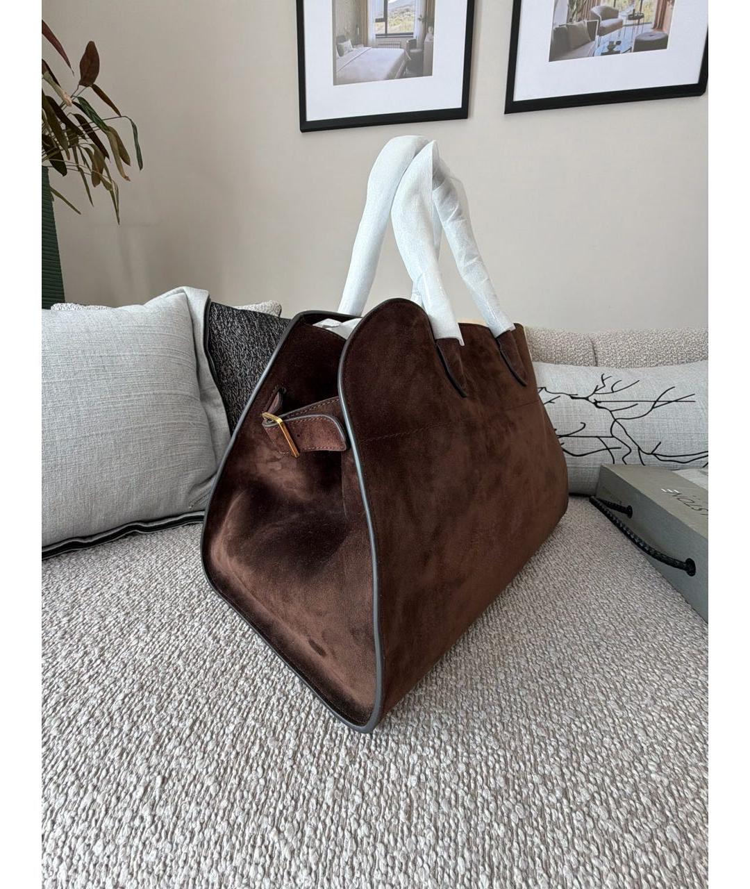 THE ROW Коричневая замшевая сумка тоут, фото 2