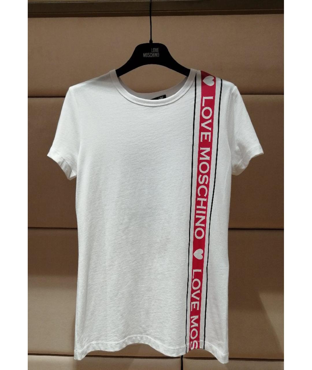 LOVE MOSCHINO Белая хлопковая футболка, фото 3