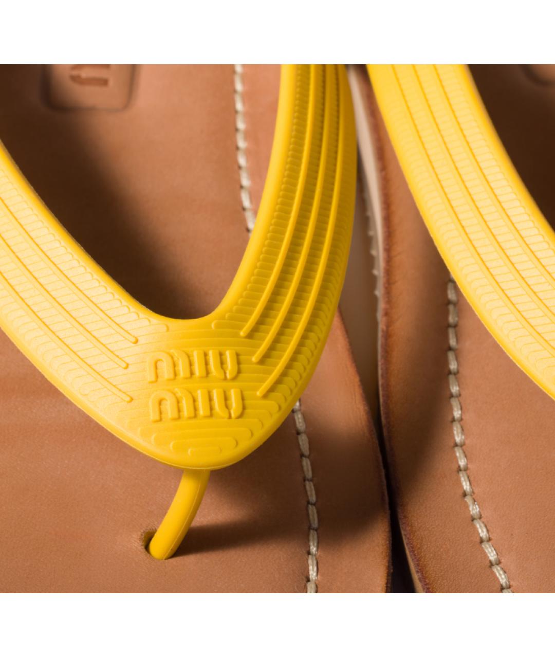 MIU MIU Желтые резиновые шлепанцы, фото 4