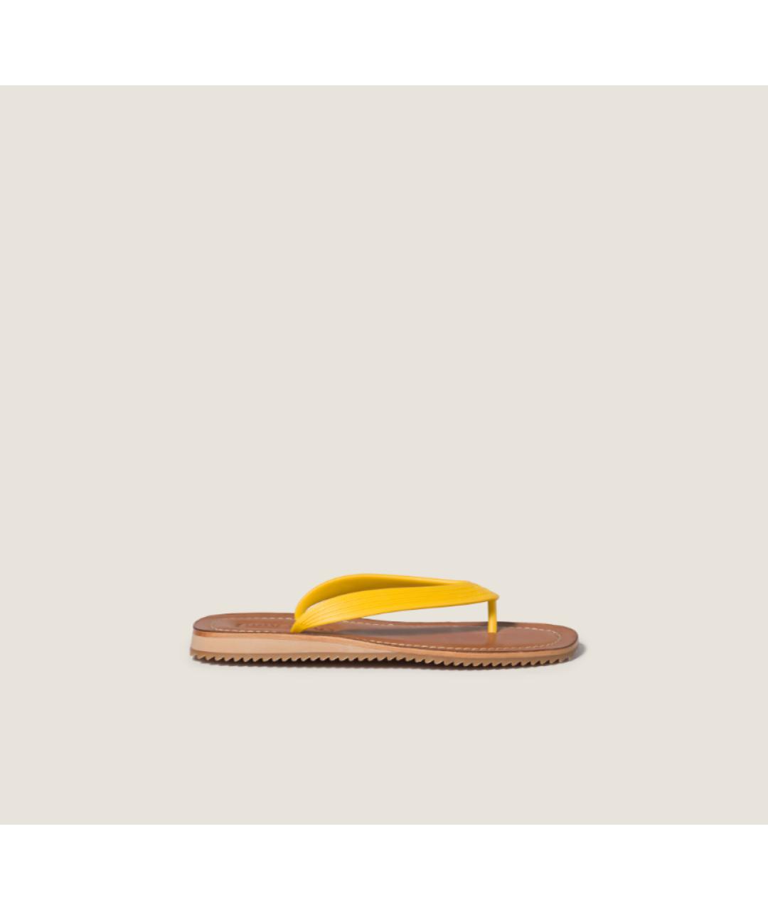 MIU MIU Желтые резиновые шлепанцы, фото 5