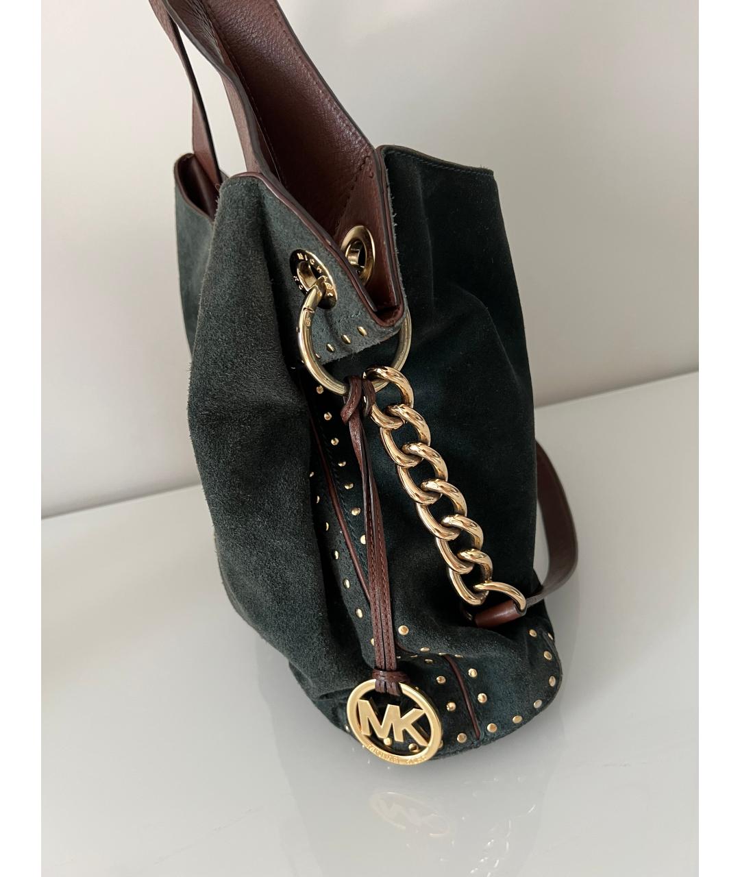 MICHAEL KORS Зеленая замшевая сумка тоут, фото 3