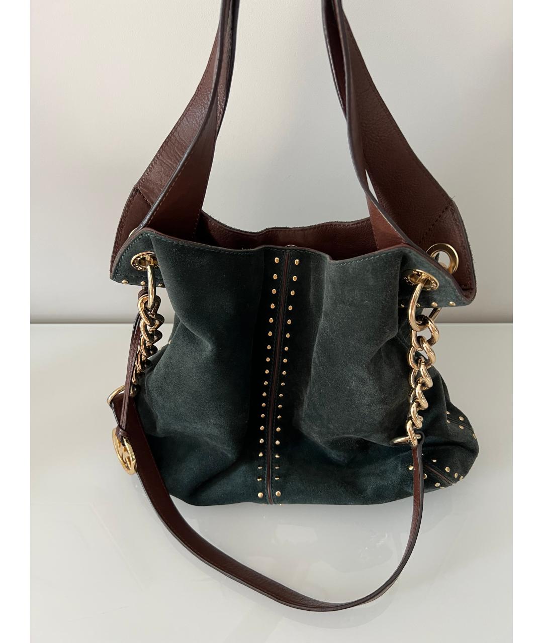 MICHAEL KORS Зеленая замшевая сумка тоут, фото 2