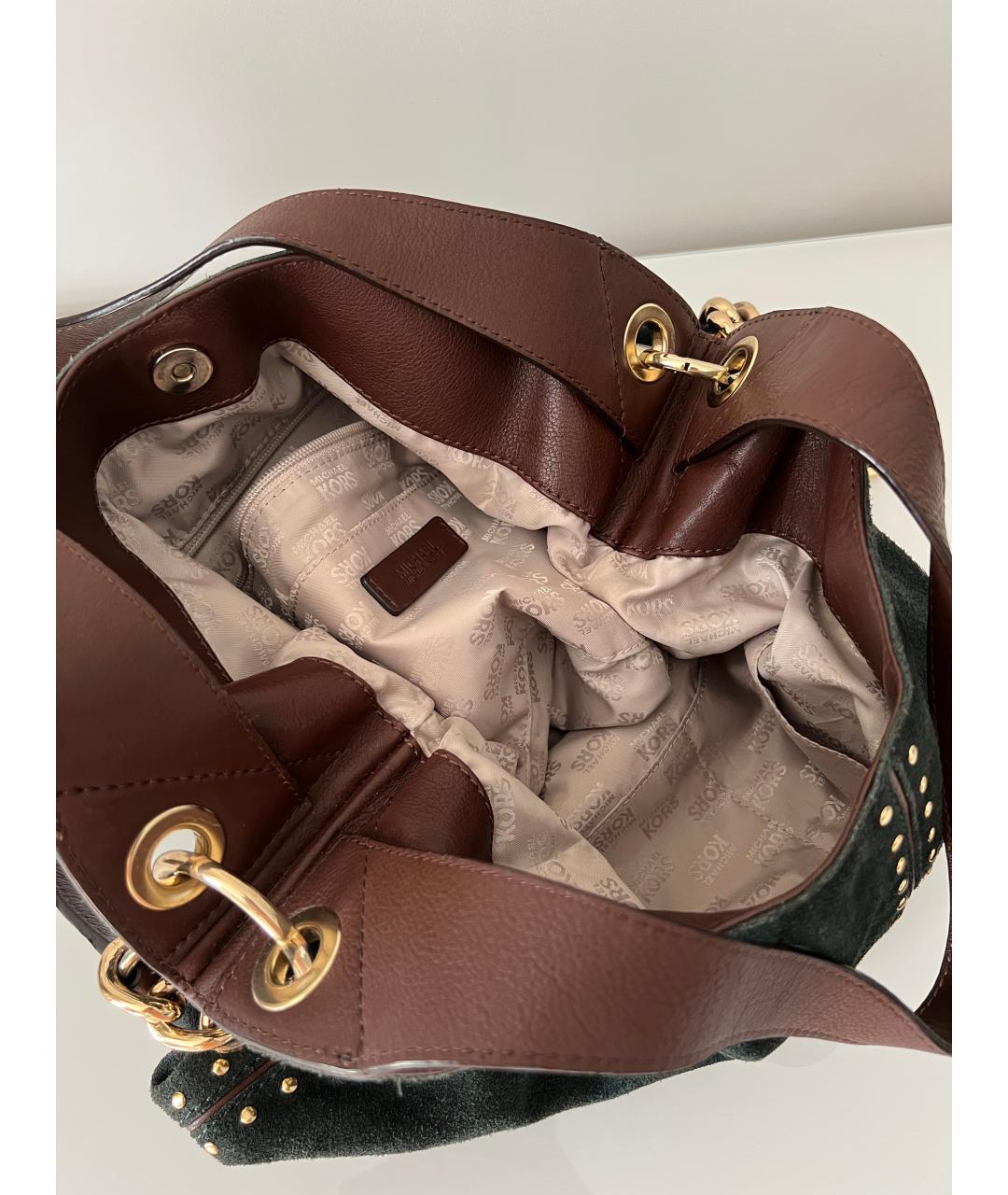 MICHAEL KORS Зеленая замшевая сумка тоут, фото 5