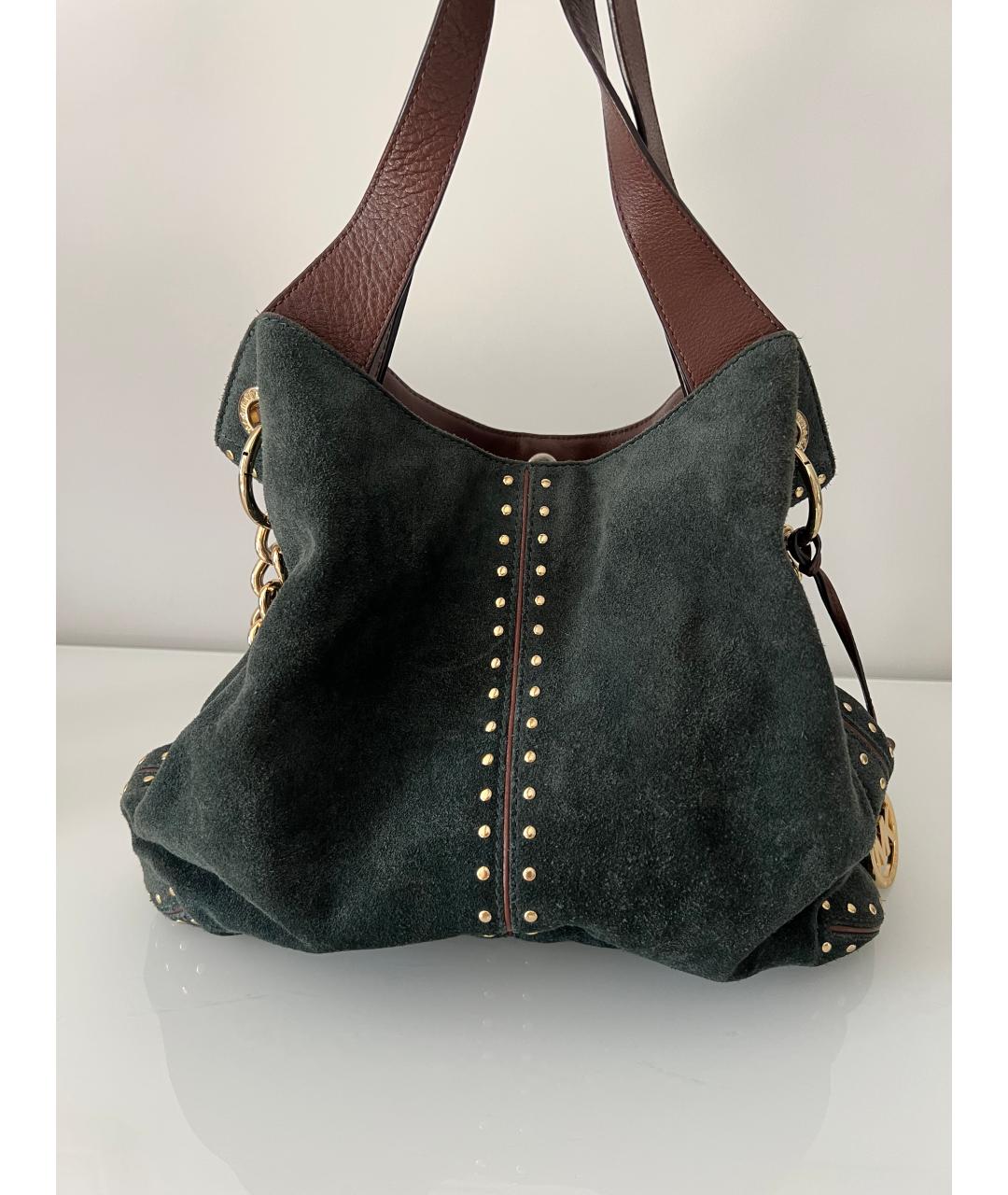 MICHAEL KORS Зеленая замшевая сумка тоут, фото 4