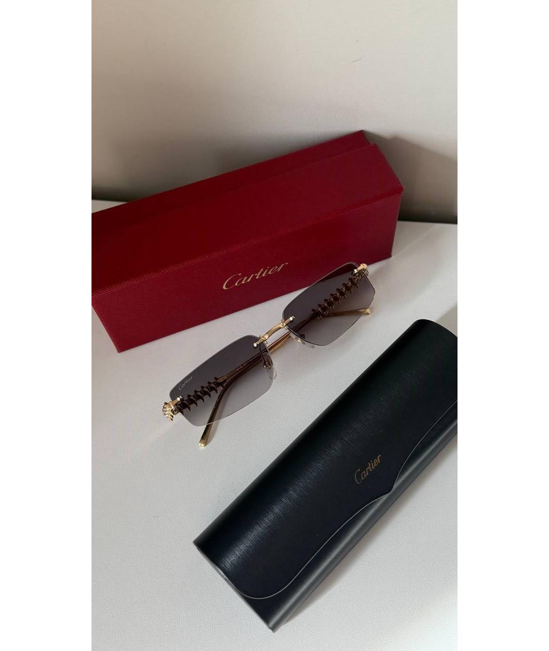 CARTIER Золотые металлические солнцезащитные очки, фото 2