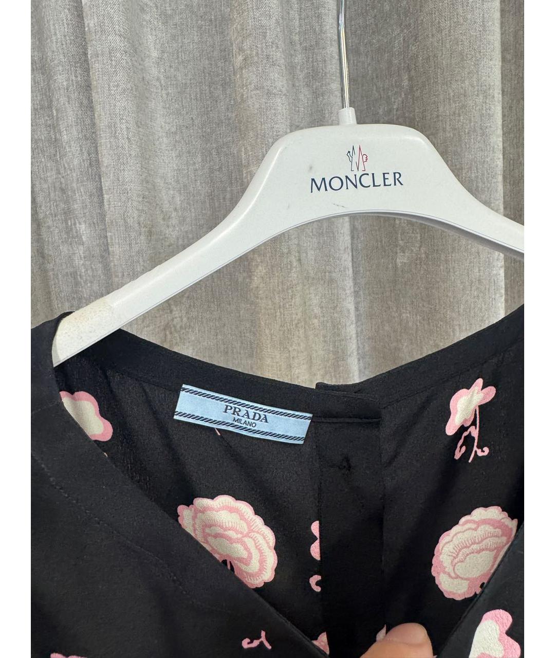 PRADA Черная шелковая блузы, фото 3