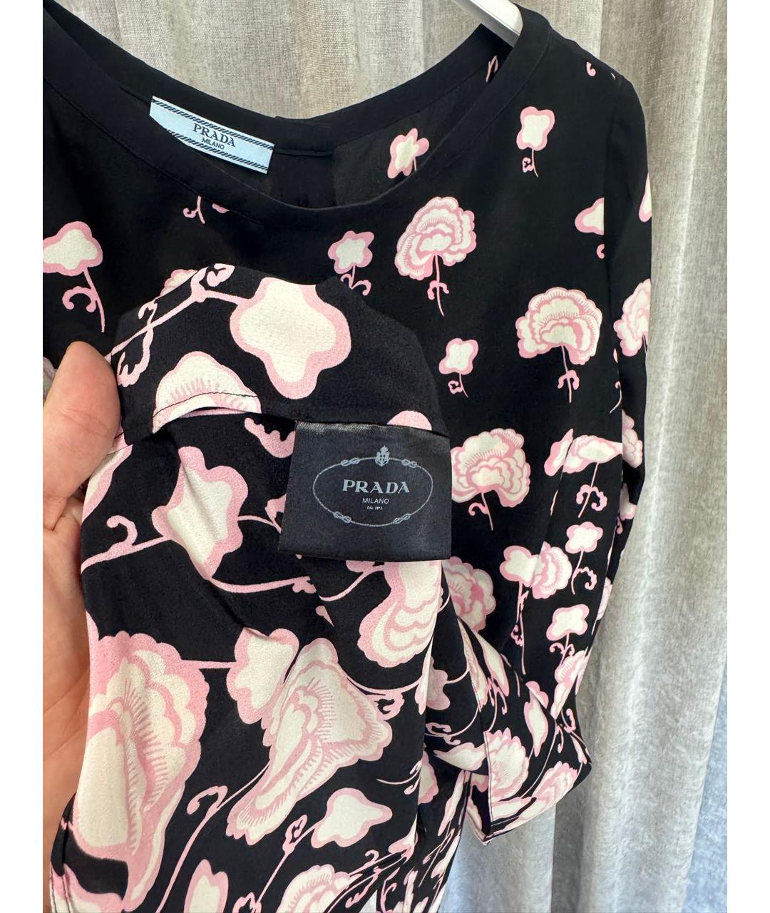PRADA Черная шелковая блузы, фото 4