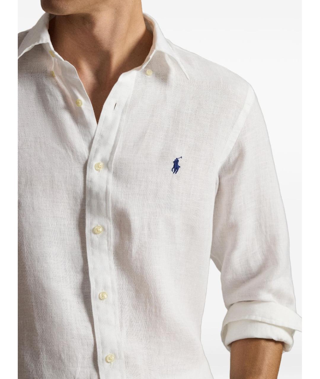 POLO RALPH LAUREN Белая льняная классическая рубашка, фото 5