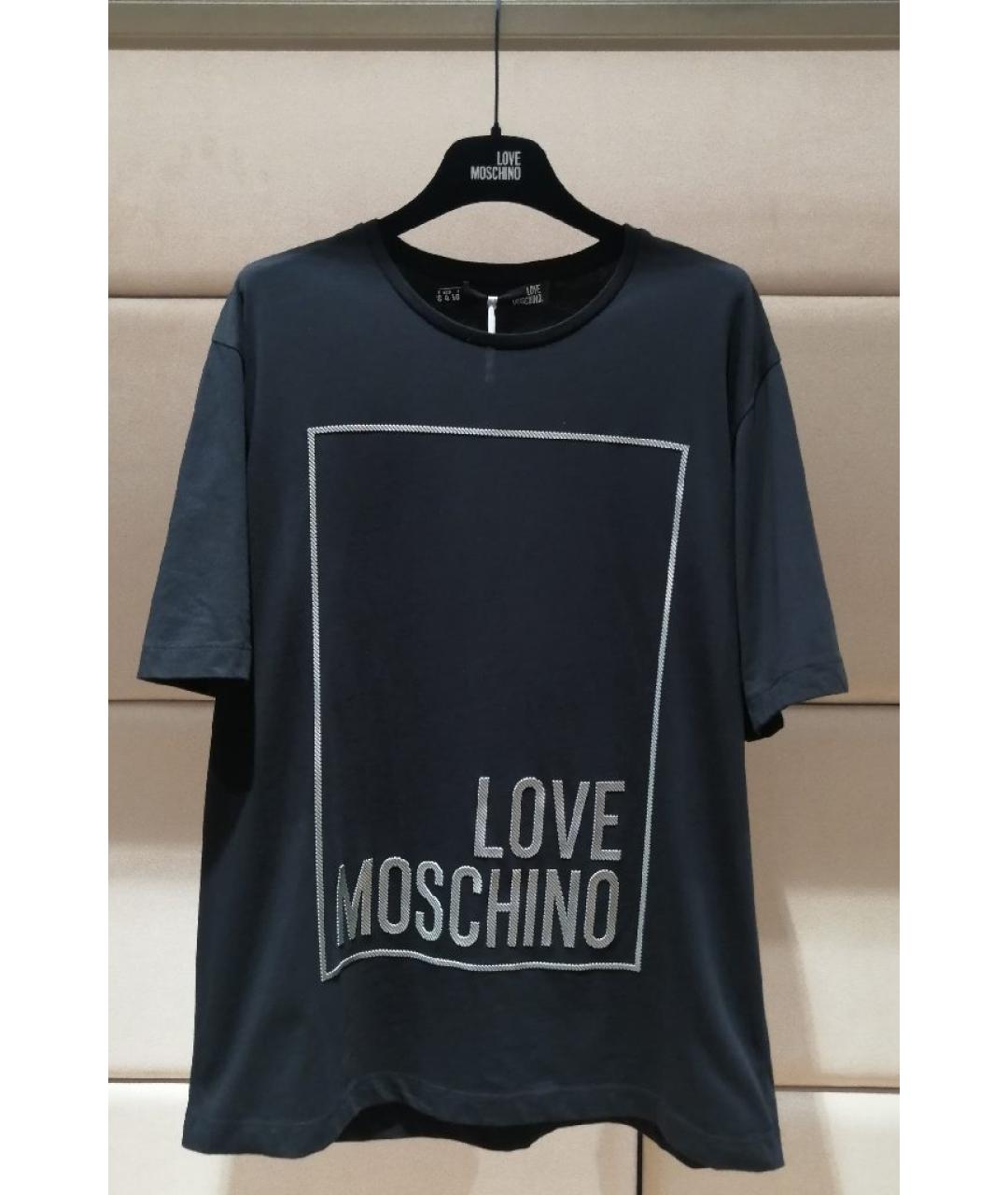 LOVE MOSCHINO Черная хлопковая футболка, фото 3