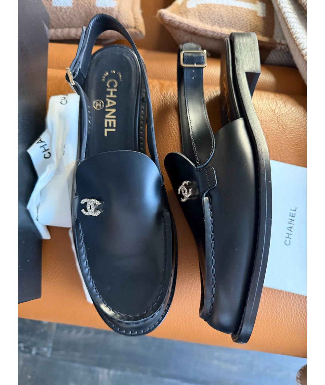 CHANEL Черные кожаные сандалии, фото 6