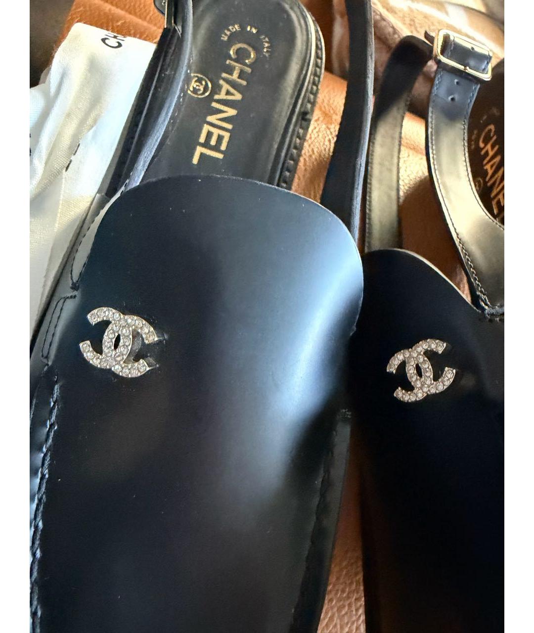 CHANEL Черные кожаные сандалии, фото 7