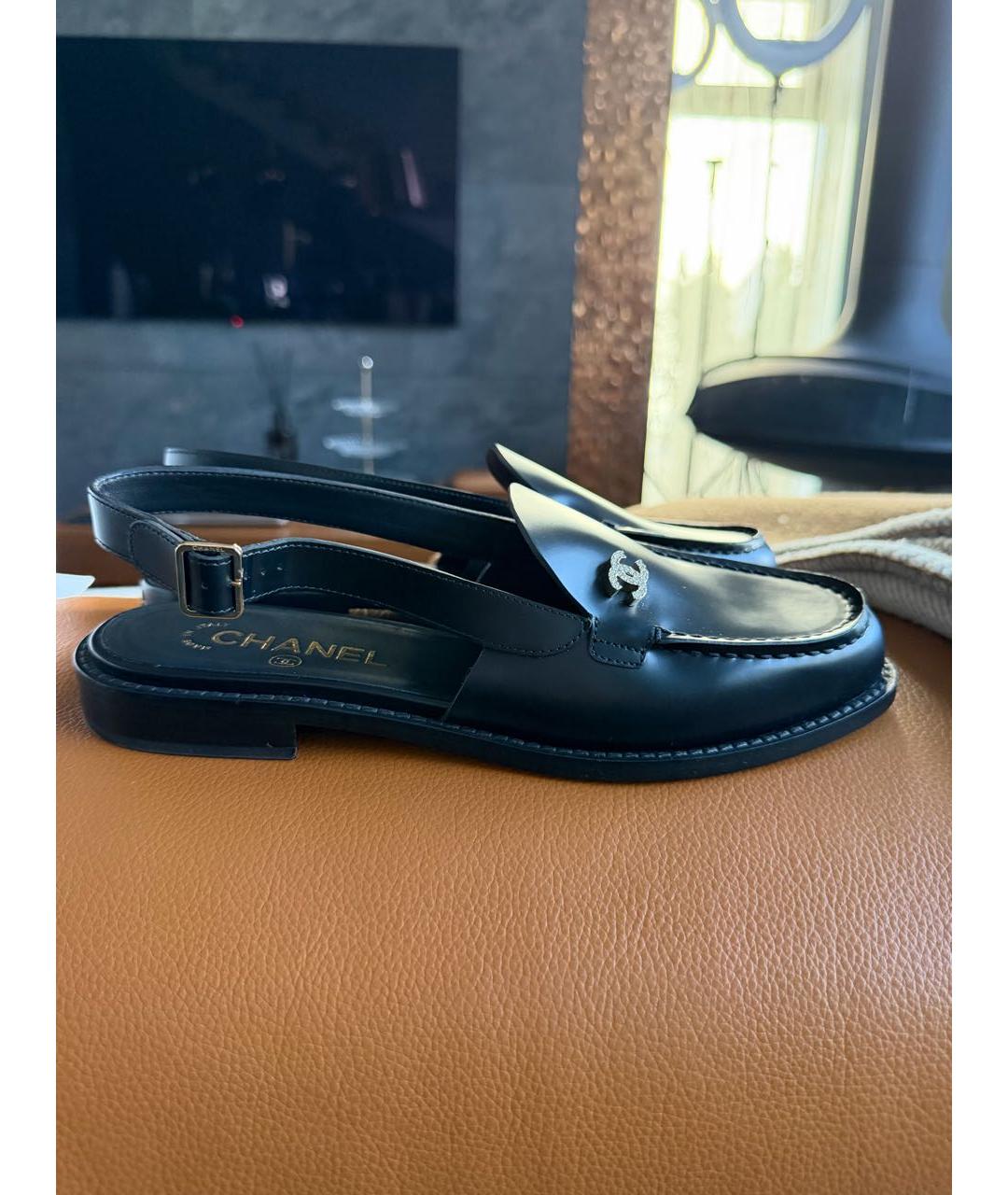 CHANEL Черные кожаные сандалии, фото 9