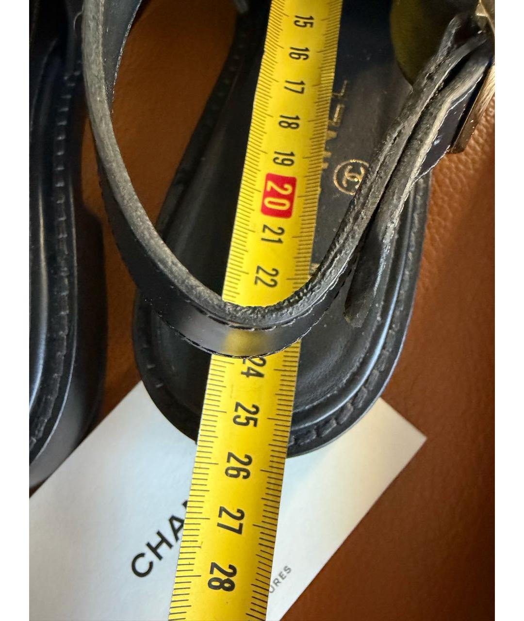 CHANEL Черные кожаные сандалии, фото 4