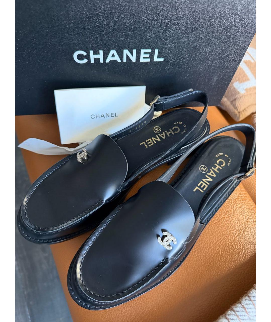 CHANEL Черные кожаные сандалии, фото 8