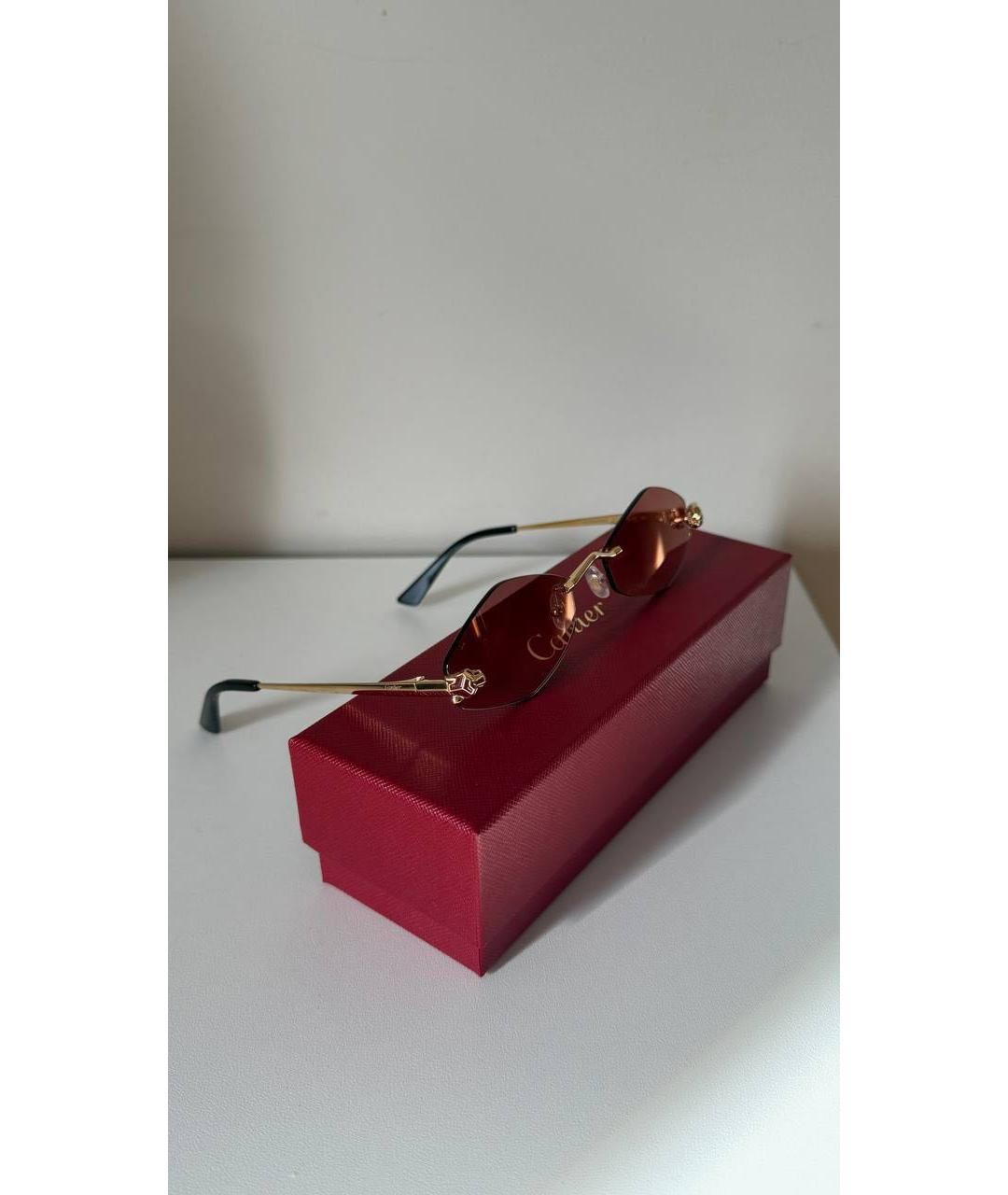 CARTIER Золотые металлические солнцезащитные очки, фото 4