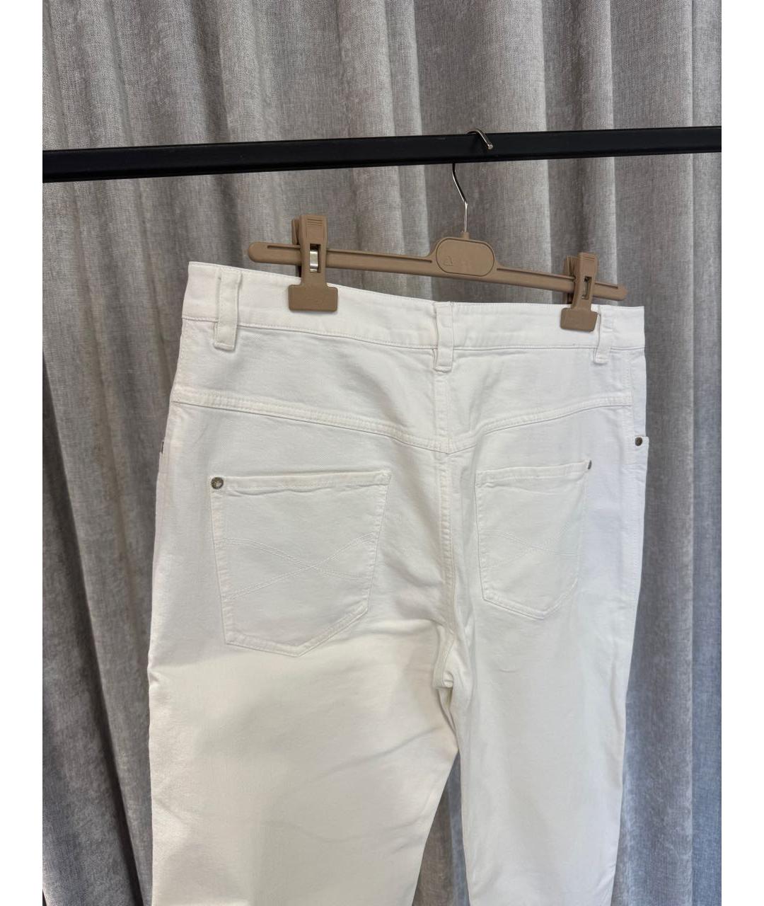 BRUNELLO CUCINELLI Белые хлопко-эластановые прямые джинсы, фото 2