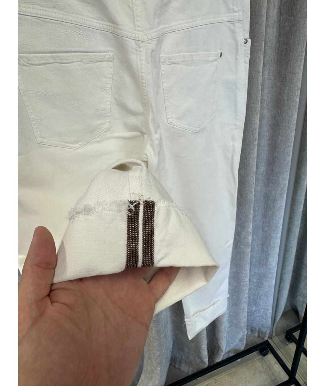 BRUNELLO CUCINELLI Белые хлопко-эластановые прямые джинсы, фото 4