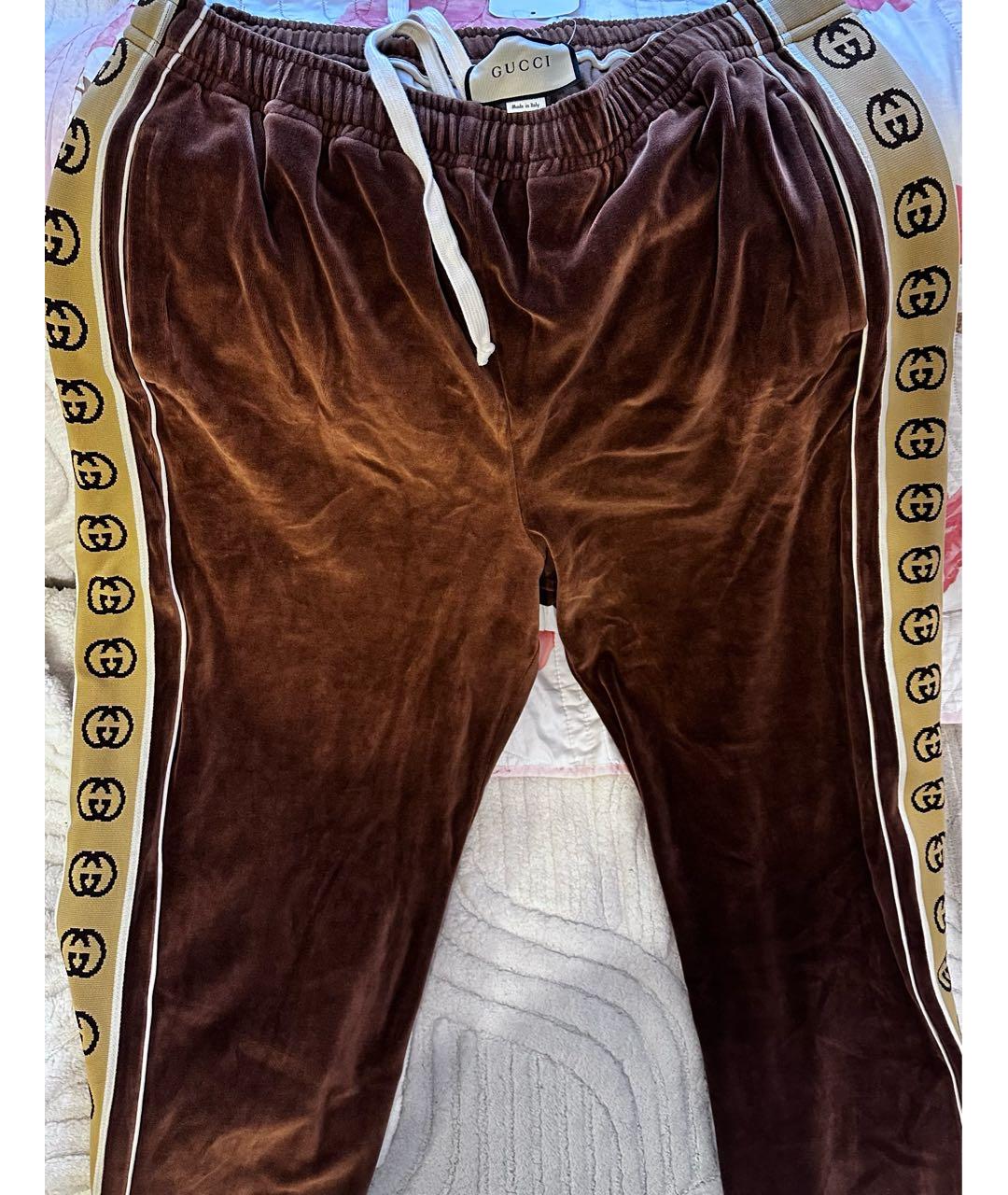 GUCCI Коричневый бархатный спортивный костюм, фото 6