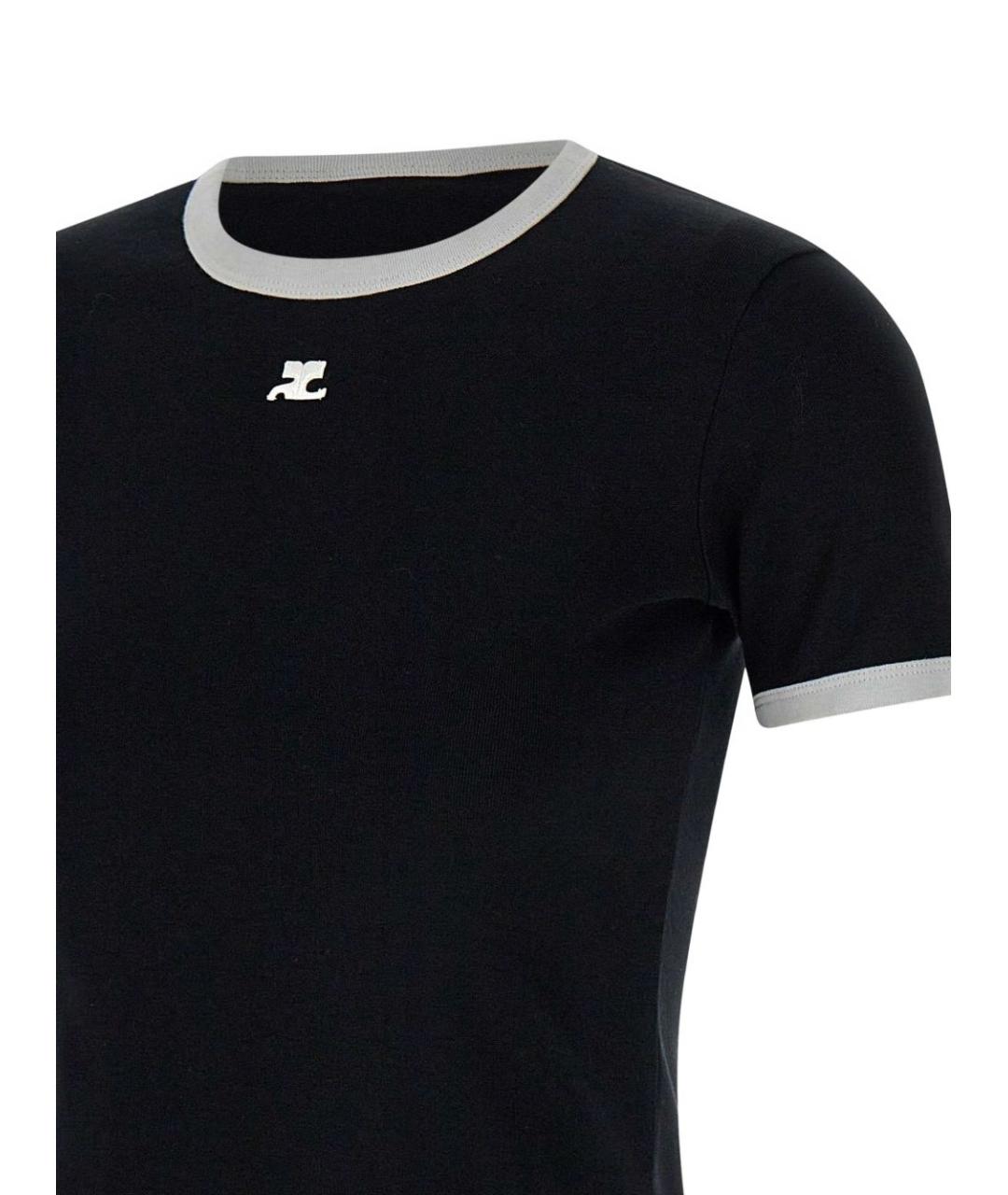 COURREGES Черная хлопковая футболка, фото 2