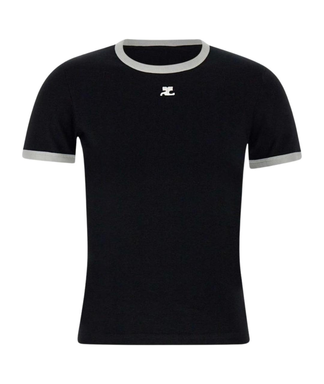 COURREGES Черная хлопковая футболка, фото 1