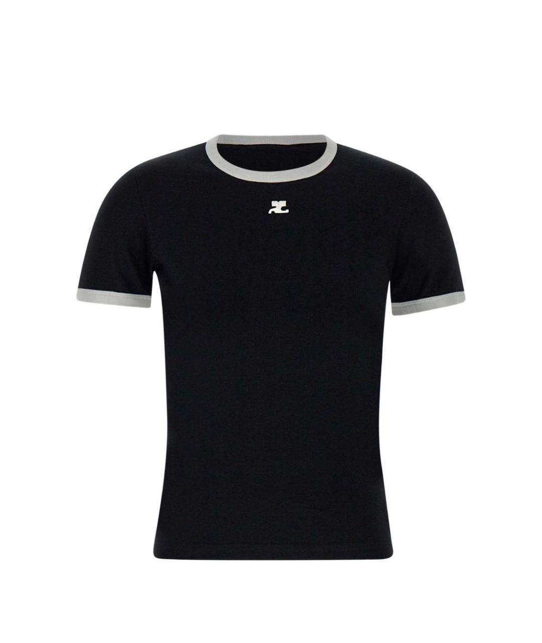 COURREGES Черная хлопковая футболка, фото 5