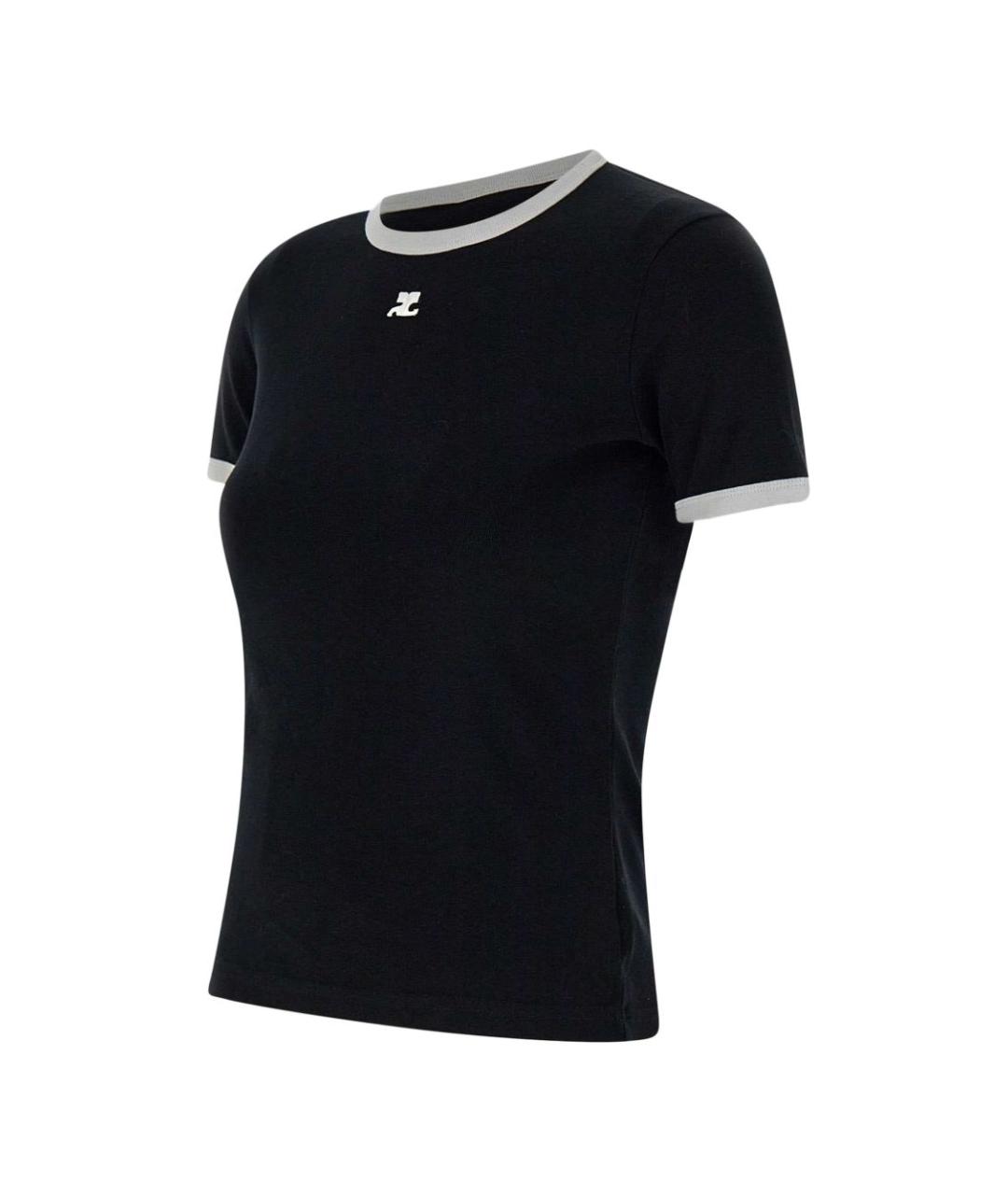 COURREGES Черная хлопковая футболка, фото 4