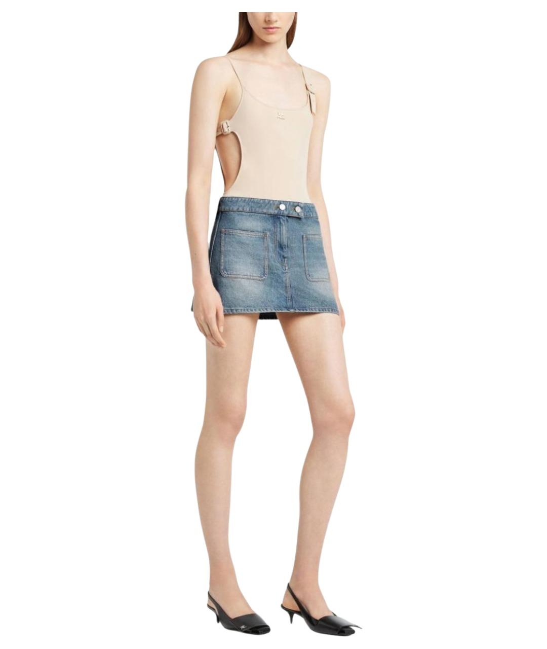 COURREGES Синяя хлопковая юбка мини, фото 5